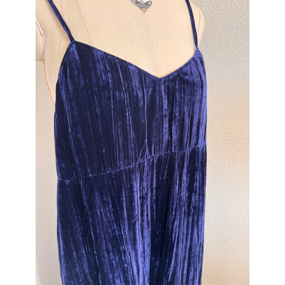 Madewell Silk Blend Velvet Slip Dress Navy Blue Midi Sweetheart Size L - Picture 5 of 11